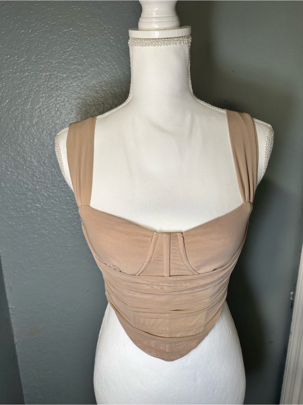 Windsor Tan Draped Corset Crop Top